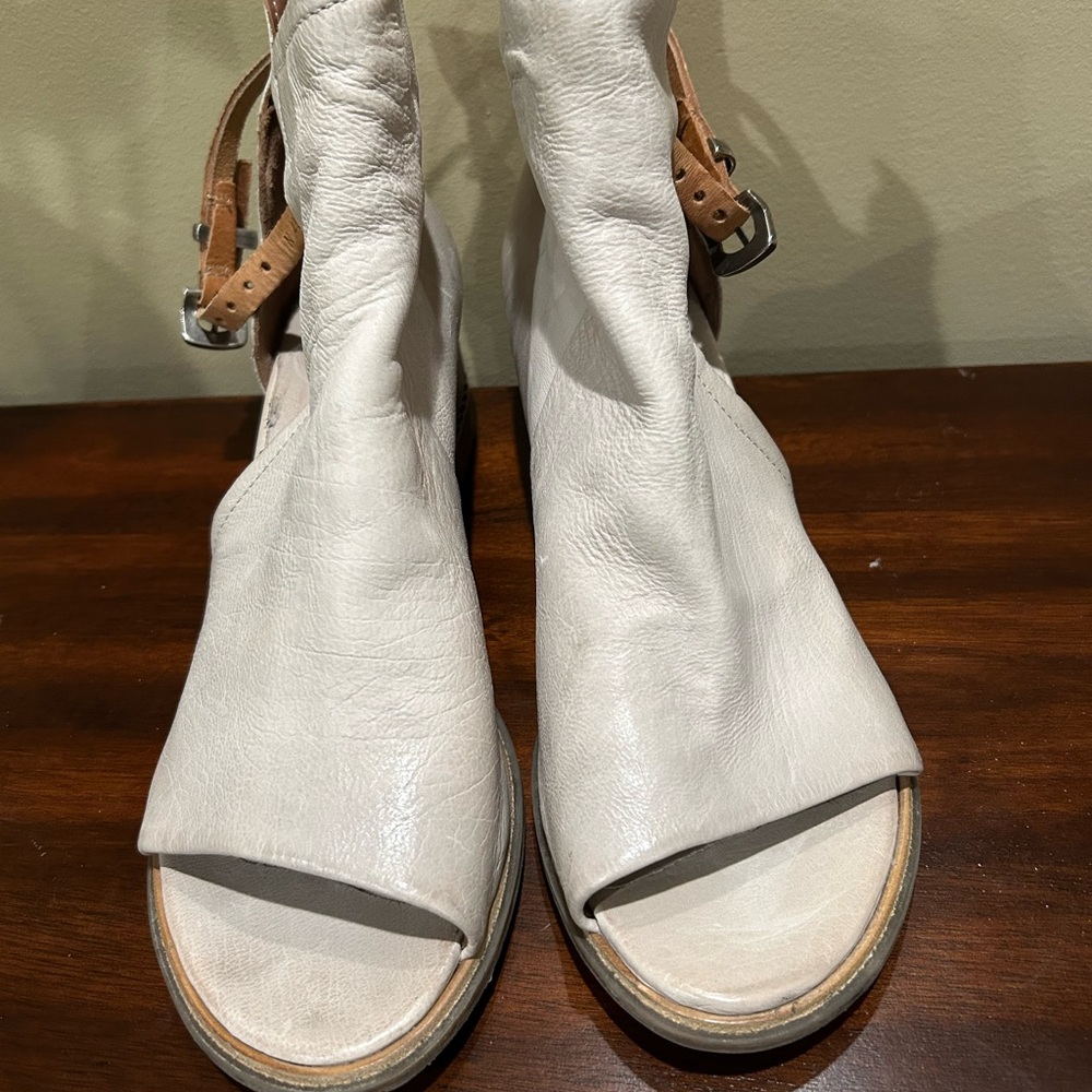 A.S.98 Morgan Cream and Tan Leather Sandals